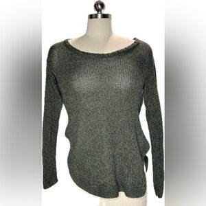 Knit scoop neck sweater in green/black. Size XS.